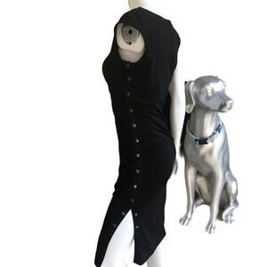 Shape FX Snap Side Slit Black Fitted Dress Women's Size 6